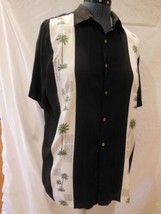 Vintage Batik Bay Hawaiian Style Black &amp; White Shirt Men&#39;s XL 100% Rayon  - £14.07 GBP