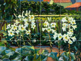 white lily flowers garden iris plant choux ceramic tile mural backsplash - £45.94 GBP+