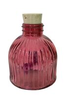 Small Orange Colored Glass Ribbed Bottle/Diffuser H 4.25 inches - $14.09