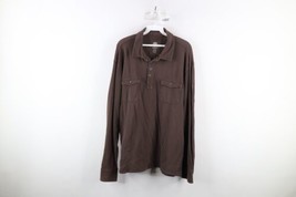 Vintage Timberland Mens XL Faded Pique Cotton Collared Long Sleeve Polo Brown - £31.61 GBP