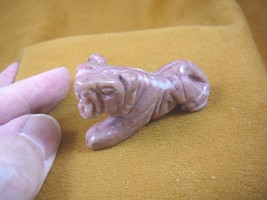 (Y-TIG-550) pink Rhodonite TIGER gemstone carving FIGURINE CATS tigers wild cat - £11.01 GBP