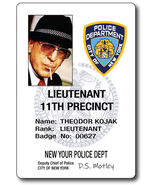 DETECTIVE KOJAK NY PD ID NAME BADGE TAG PROP HALLOWEEN COSPLAY MAGNETIC BACK - $16.39