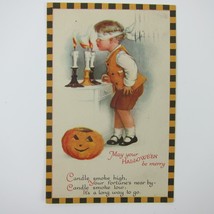 Vintage Halloween Postcard Wolf Clapsaddle Boy Blindfold Candles Jack-O-Lantern - £62.75 GBP