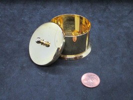 Gold Round Pill Container with Lid - Portable - Travel - Medication - £7.46 GBP