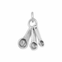 3 Pcs Measuring Spoons Charm Cluster Pendant Womens Chefs Gift 14K White Gold Fn - £25.84 GBP