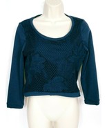 LC Lauren Conrad Women Cropped Blouse Top Size XS Embroidered Floral Lon... - $23.05 CAD