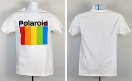 Polaroid Camera Rainbow Logo T Shirt Mens Small White Cotton - £17.37 GBP