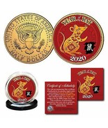 2020 Chinese New YEAR OF THE RAT 24K Gold Plated JFK Kennedy Half Dollar... - £6.84 GBP