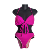 Victorias Secret Wrap Tie Front Hot Pink Bikini Top 34C Bottom Large - $31.99