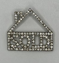 SOLD Realtor House Rhinestone pin-Silvertone-2 by 1 3/4 Inches  - £8.89 GBP