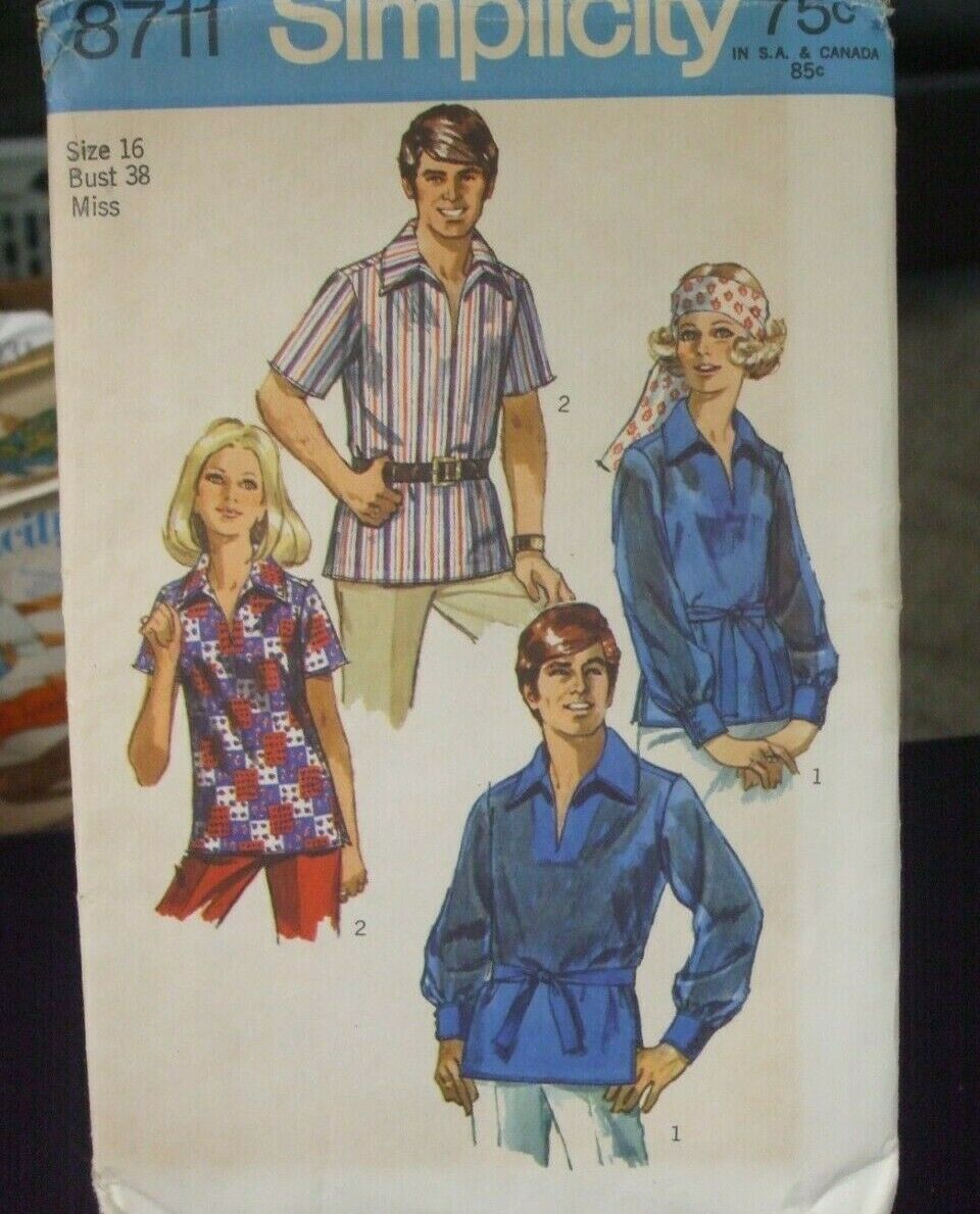 Primary image for Simplicity 8711 Misses & Men's Shirt Pattern - Size 16 Bust 38 Waist 29