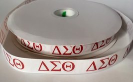 Delta Sigma Theta Sorority Greek Letters Inspired White Grosgrain Ribbon  - £7.96 GBP