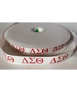 Delta Sigma Theta Sorority Greek Letters Inspired White Grosgrain Ribbon  - $9.90