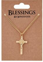 Saint Benedict Gold tone Crucifix Necklace, New #AB-077 - €6,01 EUR