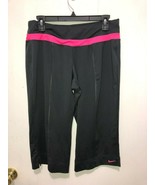 Nike Womens Dri Fit Stay Cool Capri Yoga Pants 404945 Dark Gray &amp; Pink M... - £10.89 GBP