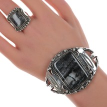 6.25&quot; 40&#39;s-50&#39;s Navajo Silver and agate bracelet with sz7.75 ring - £391.23 GBP