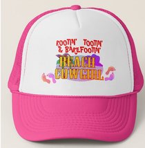 Beach Cowgirl Rootin&#39; Tootin&#39; &amp; Barefootin&#39; Trucker Hat - Pink - £14.97 GBP
