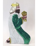 Mexican Folk Art Nativity Scene Tin 1 of The Three Wise Men White Green ... - £9.53 GBP