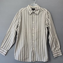 Axcess Men Shirt Size XL White Preppy Stripe Button Up Classic Long Sleeves Top - £10.03 GBP