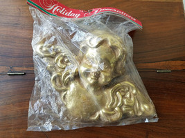 Vintage Commodore Mfg. Corp. Holiday Golden Angelic Cherub Wall Decoration (NEW) - £15.78 GBP