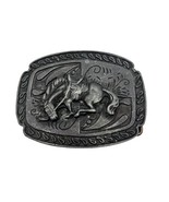 Vintage Metal Silver Cast Bucking Bronco Horse Belt Buckle 3.5&quot; x 2.75&quot; - £12.21 GBP