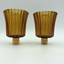 Set of 2 Amber Gold Homco Ribbed Glass Sconces Replacement Sconces Vintage EUC - £11.76 GBP