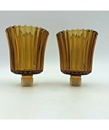 Set of 2 Amber Gold Homco Ribbed Glass Sconces Replacement Sconces Vinta... - £11.73 GBP