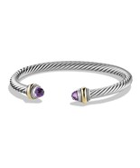 David Yurman Silver Cable Classic Bracelet With Amethyst And 14k Gold - $588.07 CAD