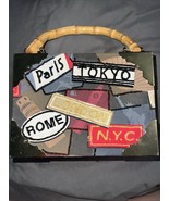 Romeo Roma Cigar Box Purse Bamboo Handle Beaded, Paris, Tokyo, London, N... - $543.29 MXN