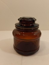 Vintage Small Dark Amber Brown Glass Apothecary/ Spice Jar with Starburst Lid - £10.95 GBP