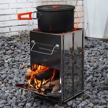 Camping Stove Portable Grill Foldable Wood Burning Fire Pit Campfire (L). - £54.33 GBP