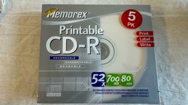 Memorex Printable Blank CD-R 5 Pack 52x 700MB 80min Music Memories  - $126.42 MXN