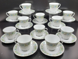 (12) Noritake Tradition 2356 Cups Saucers Set Vintage Floral Porcelain J... - $88.77