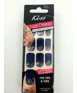 Kiss Dress 28 Nail Polish Strips 59845 Snowflakes Jeweled on Blue New - $6.00