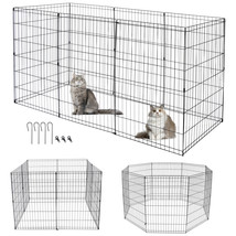 36 Inch 8 Panels Dog Pet Kennel Playpen Crate Fence Pet Exercise Pen Black - £59.25 GBP