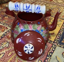 Hand Painted Teapot Kettle Porcelain Handle Decor Only planter Kitchen v... - £20.35 GBP