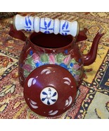 Hand Painted Teapot Kettle Porcelain Handle Decor Only planter Kitchen v... - £20.35 GBP