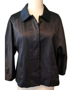  J. Jill Jacket Top Size Medium Black Stretch Button Front Collared 3/4 ... - €16,42 EUR