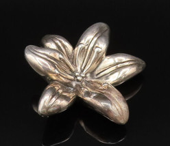 925 Sterling Silver - Vintage Fancy Shiny Orchid Flower Pendant - PT21449 - $65.01
