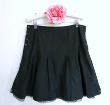 Anthropologie Odille Pleated Fit &amp; Flare Skirt 10 Knee Length Black Cott... - £17.29 GBP