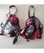 Ladies M&amp;S Leaf Pattern Pink  Mix Underwired Cuff Bandeau Bikini Top SIZ... - £16.08 GBP