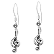 Trendy Music Treble Clef Sterling Silver Dangle Earrings - £15.06 GBP