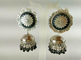 Bollywood Indian Pattern Party Wear Oxidised Silver Plated Black Stylish Jhumka - £6.57 GBP