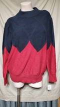 XL- Alfani 48&quot; Black &amp; Red &quot;Colorblock&quot; Mock Neck Sweater Soft 100132396MS - £10.28 GBP