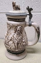 1991 Avon Great Dogs of the Outdoors Vtg Hunting Dogs Lidded Beer Stein Mug 9.5&quot; - $23.27