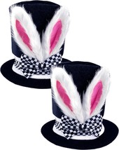 2 Pack Mad Hatter Men Women Adult Easter Rabbit Bunny Ear Top Hats - £31.68 GBP