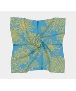 25 Inch Square Scarf Head Wrap or Tie | | Blue | Yellow Summer Blooms | ... - £31.45 GBP