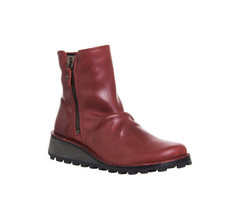 FLY London MON 944FLY RED Leather Zip Ankle Boot US 6.5-7   7.5-8 EU 37 38 - £60.94 GBP