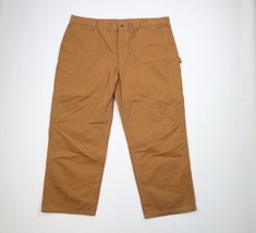 Vintage Carhartt Mens 44x30 Faded Spell Out Wide Leg Dungaree Canvas Pants Brown - £46.50 GBP