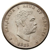 1883 Kingdom of Hawaii Silver 1/4 Dollar (Unc) Kalakaua 25c - £349.52 GBP
